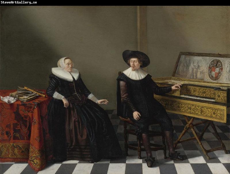 unknow artist Marriage Portrait of a Husband and Wife of the Lossy de Warine Family, oil on panel painting by Gerard Donck